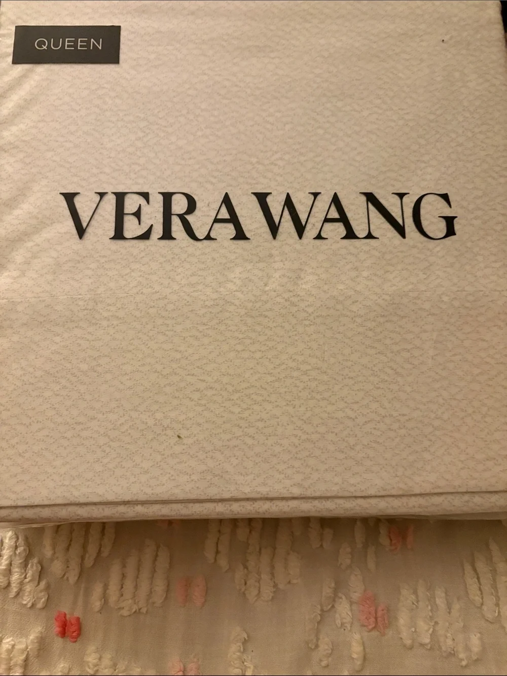 Vera Wang Queen Duvet Cover Set - Cream with Pink Accents